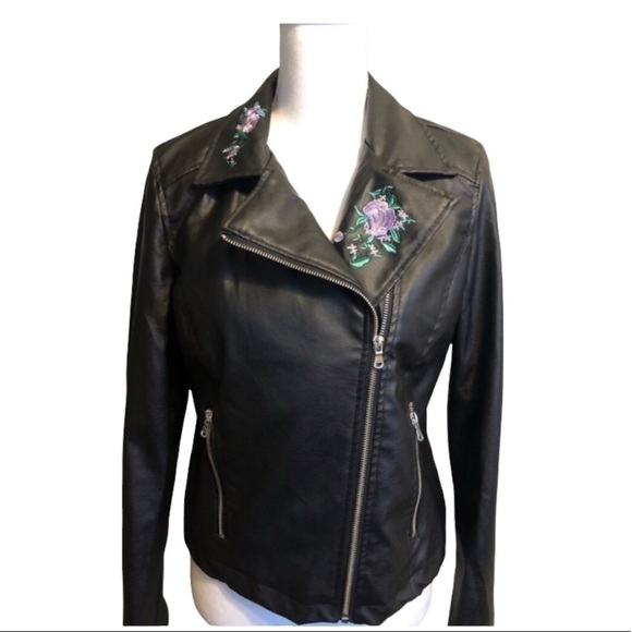 New Look Faux Leather embroidered jacket size M - Picture 1 of 6